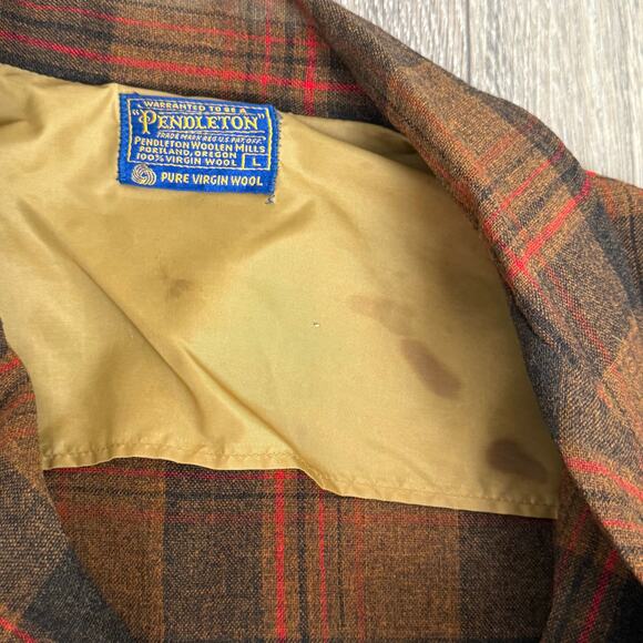 VTG Pendleton Plaid Mens Large Blazer Chore Coat Jacket Southwest 3 Button - Picture 3 of 11